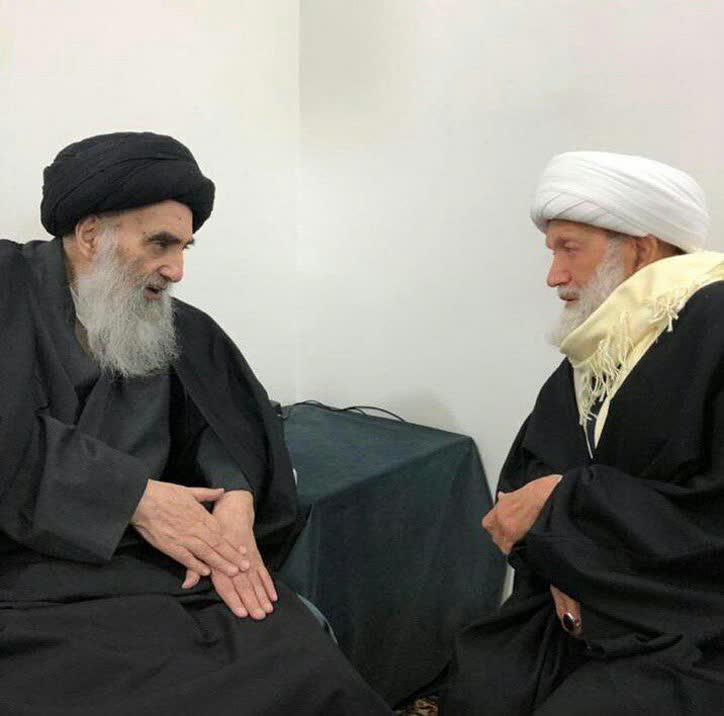 آیت الله عیسی قاسم با آیت الله العظمی سیستانی دیدار کرد